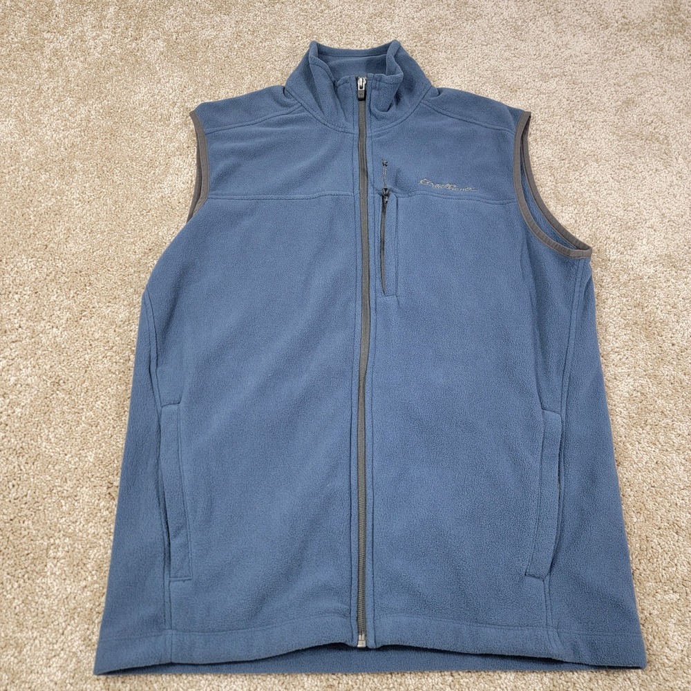 Eddie Bauer Fleece Vest Full Zip Sleeveless‎ Outdoor Casual Blue Mens S